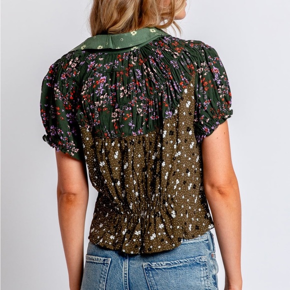 Free People Bella Blouse (NWT) Kelp Forest Combo size small - Picture 5 of 9